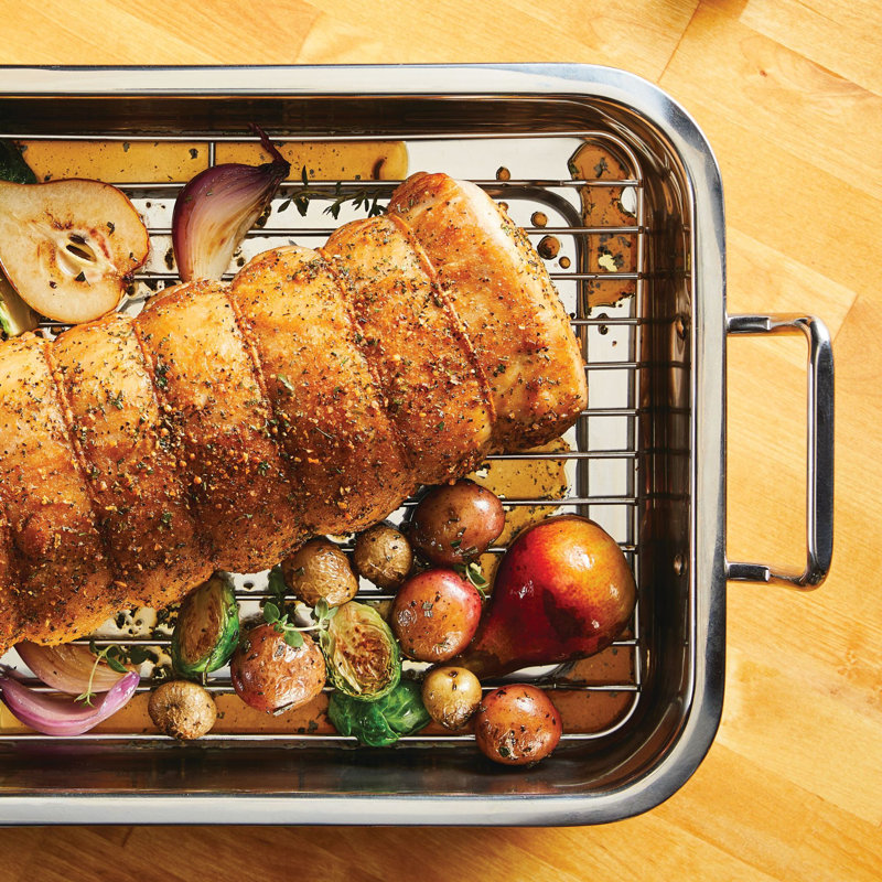 Farberware Classic Traditions Stainless Steel Roaster / Roasting Pan With Rack, 17Inch X 12.25